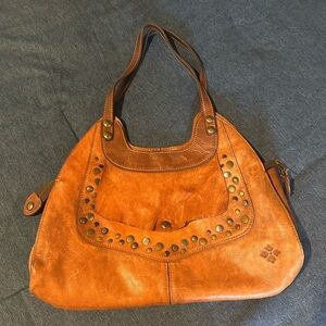 Brown Distressed Leather Satchel Handbag